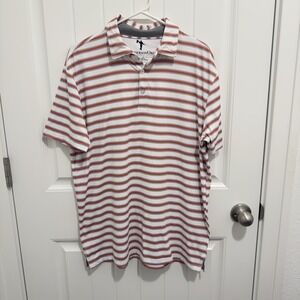 Anderson Ord Men's Golf Polo Shirt White Dark Red/Gray Stripe Size Medium